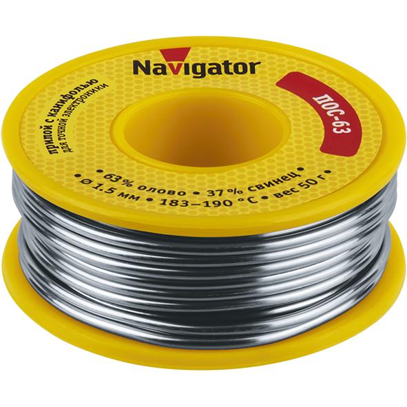 картинка Припой 93 781 NEM-Pos05-63K-1.5-K50 (ПОС-63 катушка 1.5мм 50г) NAVIGATOR 93781