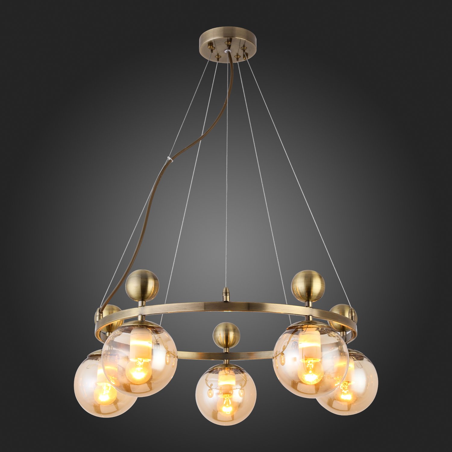 картинка SLE106303-05 Светильник подвесной Бронзовый/Прозрачный, Янтарный E27 5*60W