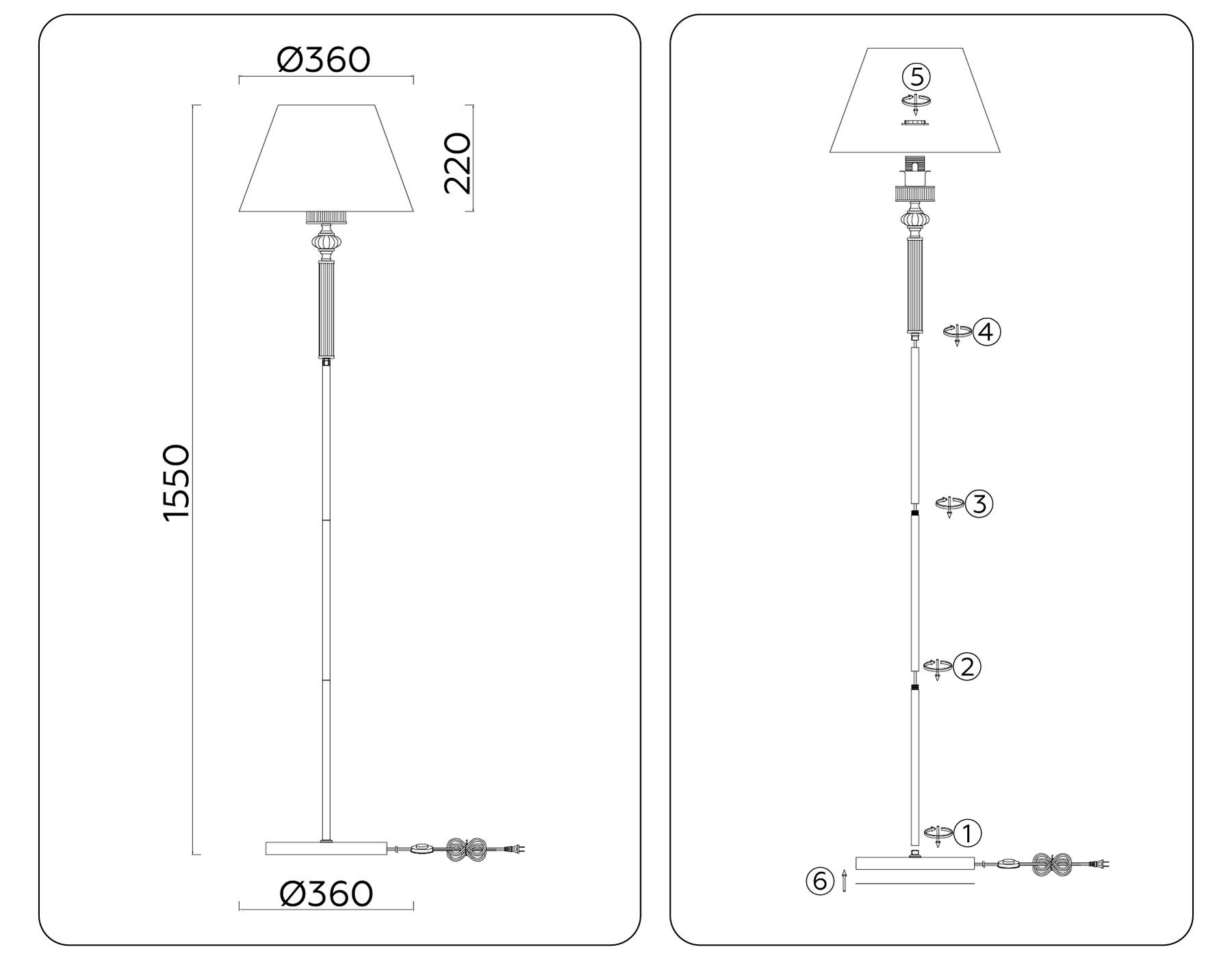 картинка Напольный светильник с абажуром и хрусталем