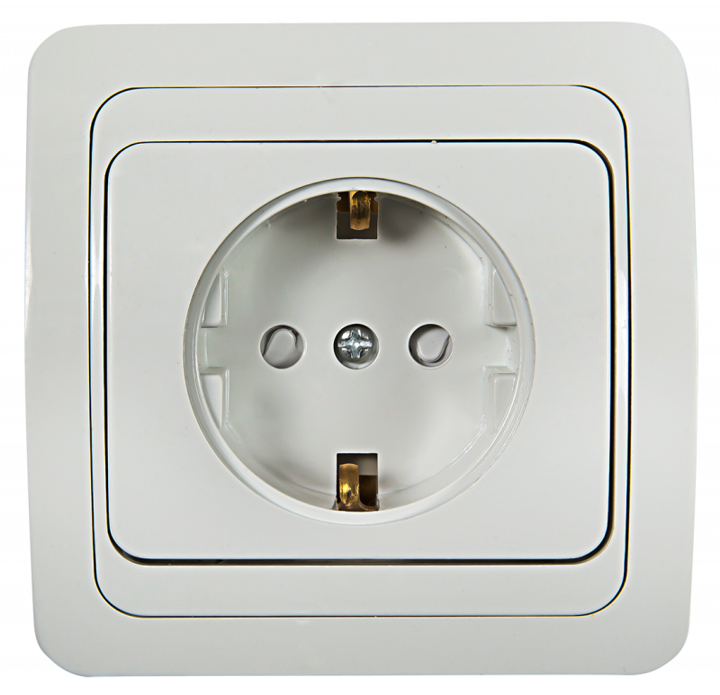 картинка Розетка одинарная с заземлением со шторкой CLASSICO белая 2028x IN HOME