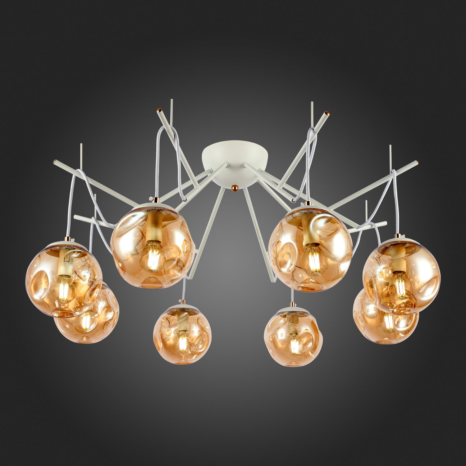 картинка SLE110202-08 Светильник потолочный Белый/Янтарный E14 8*40W