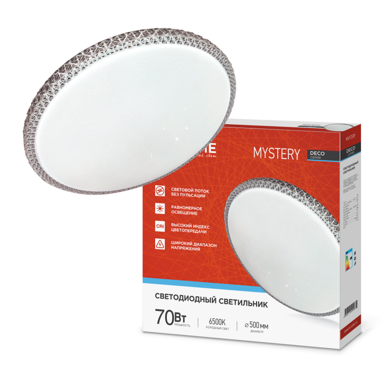 картинка Светильник светодиодный серии DECO MYSTERY 70Вт 230В 6500К 6300Лм 500х73мм IN HOME