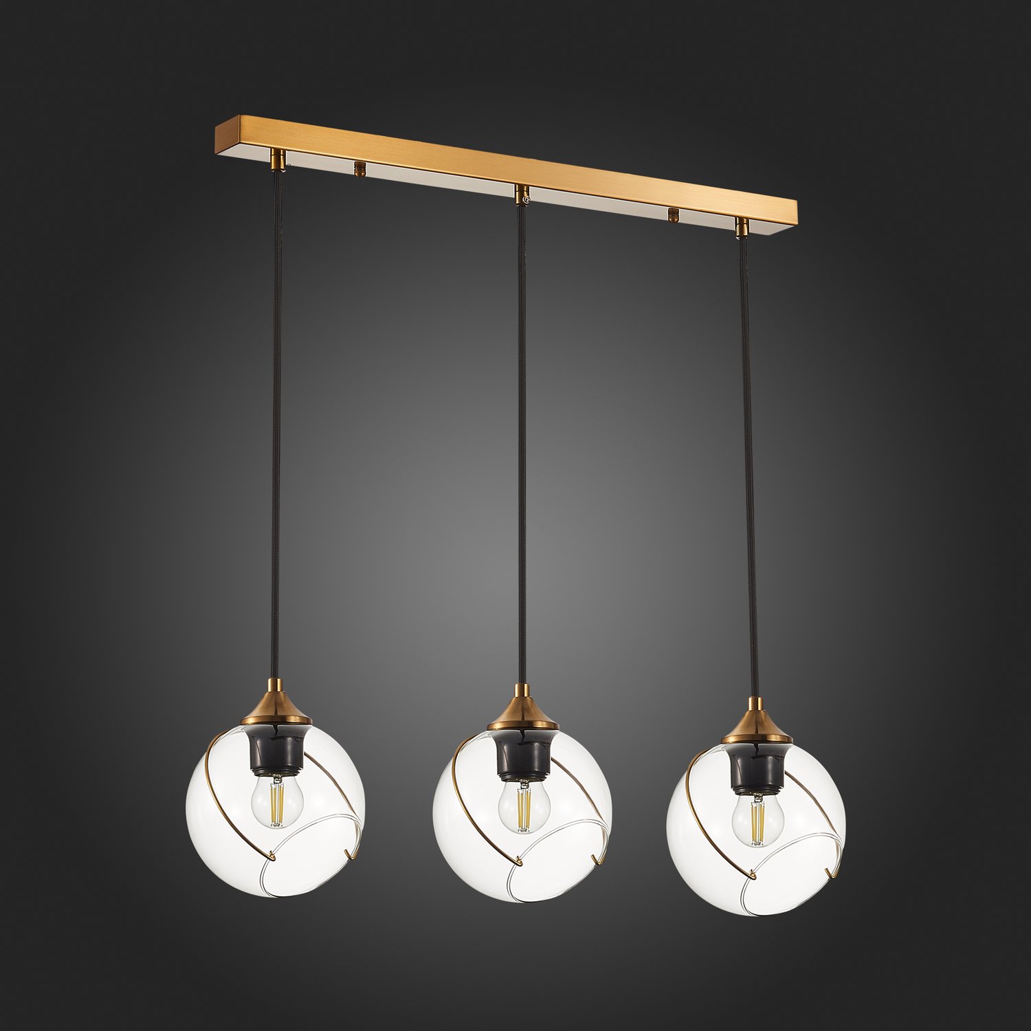 картинка SLE103103-03 Светильник подвесной Золотистый/Прозрачный E27 3*60W