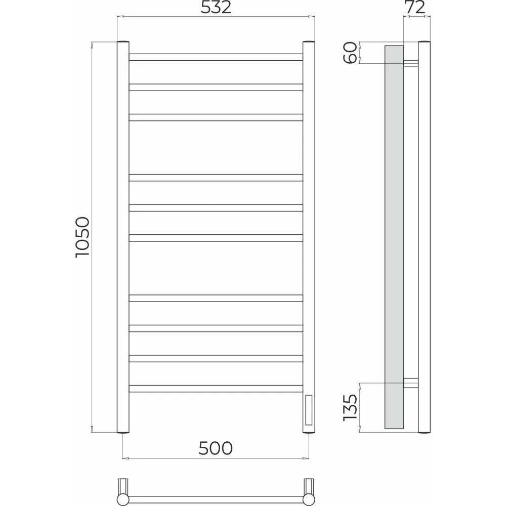 картинка Полотенцесушитель электрический TERMINUS   П10 500х1050, арт.4670078544360