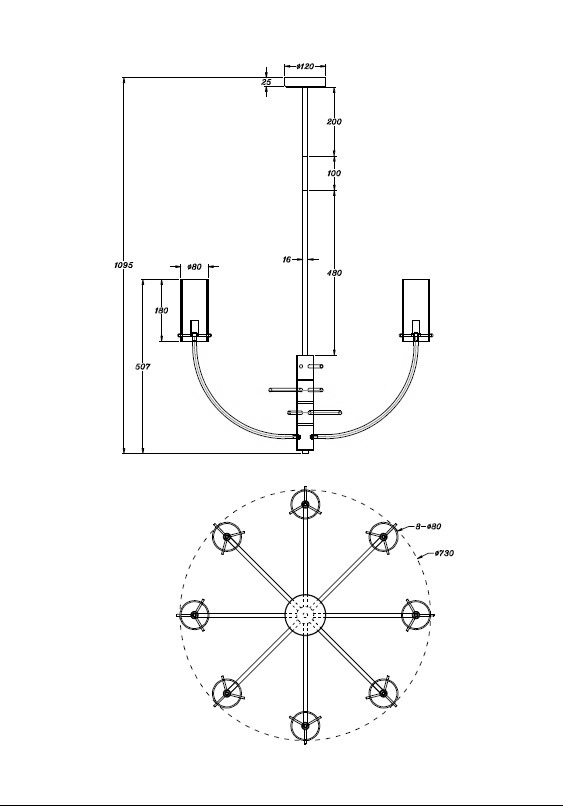 картинка Подвесной светильник Maytoni MOD223PL-08BS