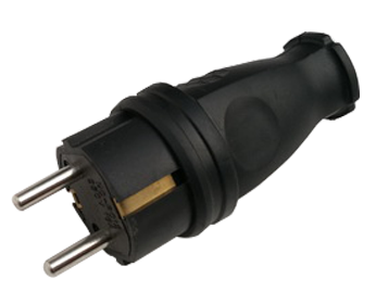 картинка Вилка прямая с заземлением каучук 16А IP44 черная 9210 IN HOME