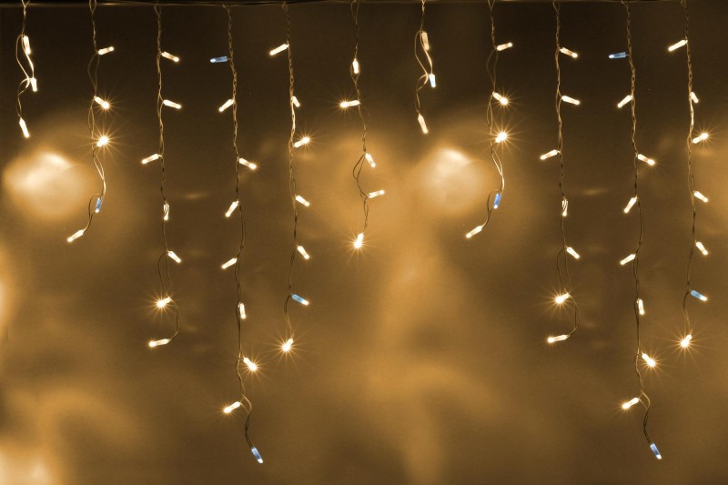 картинка Светодиодная бахрома 3х0.6м, флэш, белый провод, теплая белая