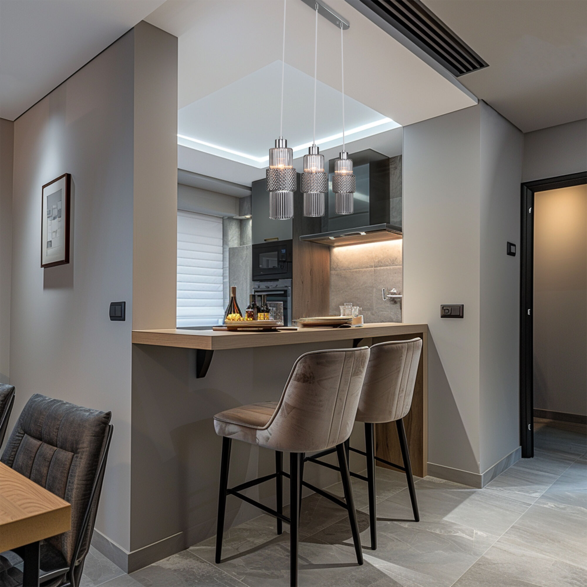 картинка Подвесной светильник со стеклянными плафонами 50209/3 хром