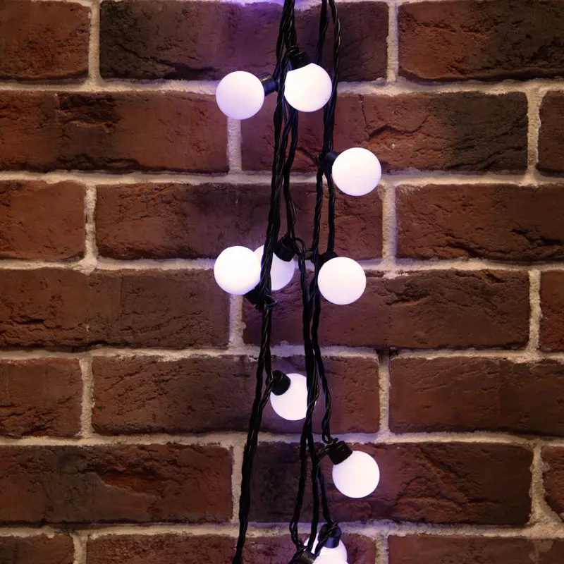 картинка Гирлянда светодиодная Мультишарики Ø38мм 10м 40 LED БЕЛЫЙ черный ПВХ IP 65 постоянное свечение 230В нужен блок 303-500 NEON-NIGHT