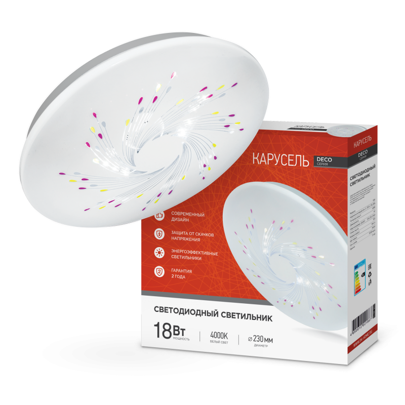 картинка Светильник светодиодный серии DECO КАРУСЕЛЬ 18Вт 230В 4000К 1620Лм 260х55мм IN HOME