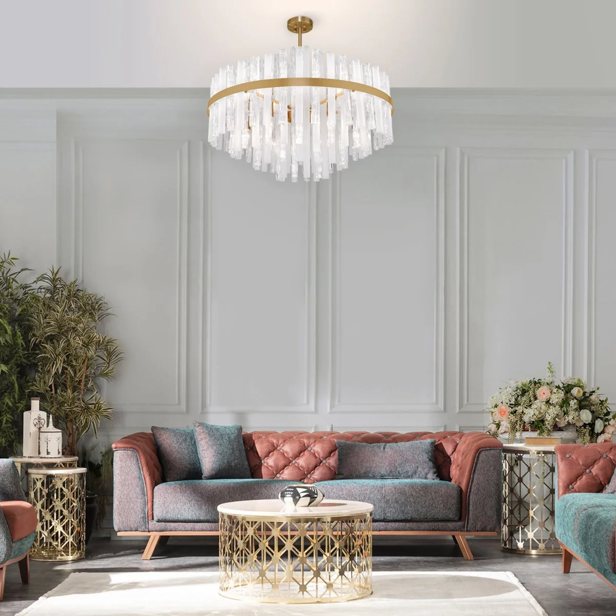 картинка Потолочная люстра Умный дом 368/9 Smart латунь