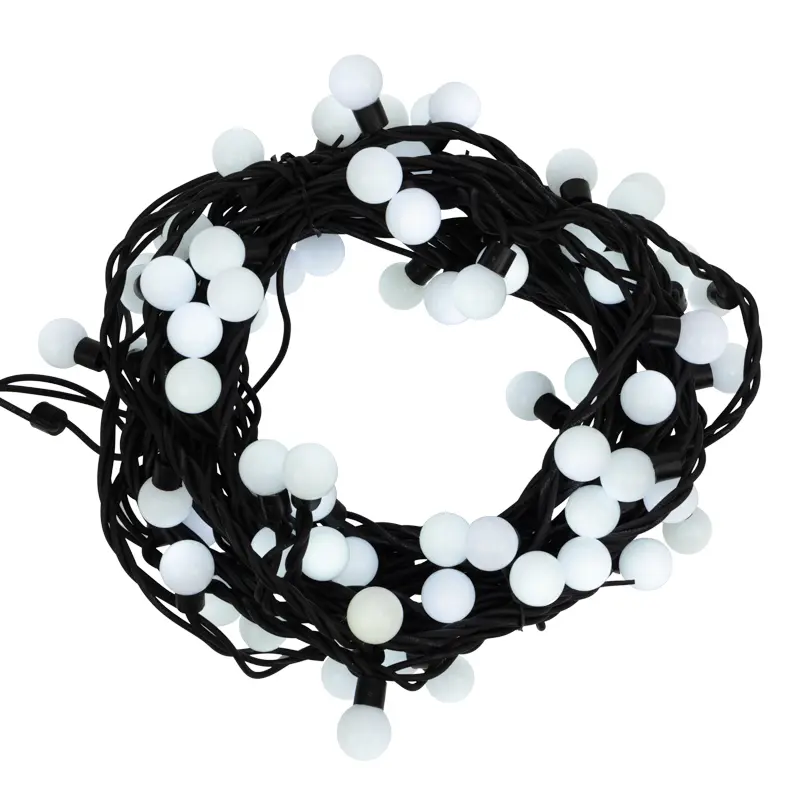 картинка Гирлянда светодиодная Мультишарики Ø23мм 10м 80 LED ТЕПЛЫЙ БЕЛЫЙ черный каучук IP 67 постоянное свечение 230В нужен блок 315-000 NEON-NIGHT