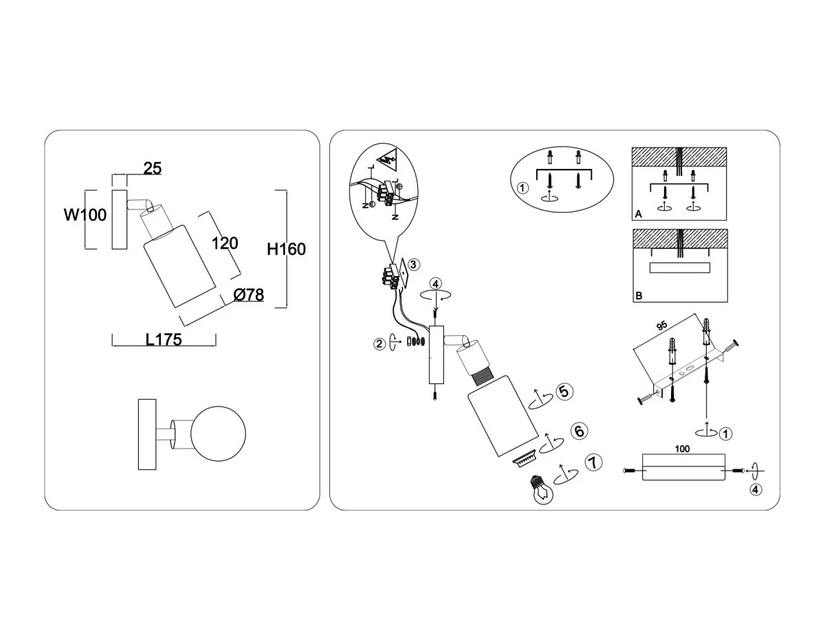 картинка Настенно-потолочный спот в стиле лофт TR8720