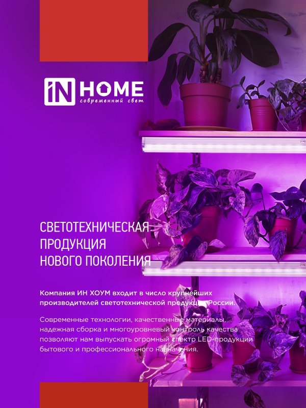 картинка Светильник светодиодный СПБ-Т5 PRO-ФИТО полный спектр 20Вт 230B 900мм IN HOME