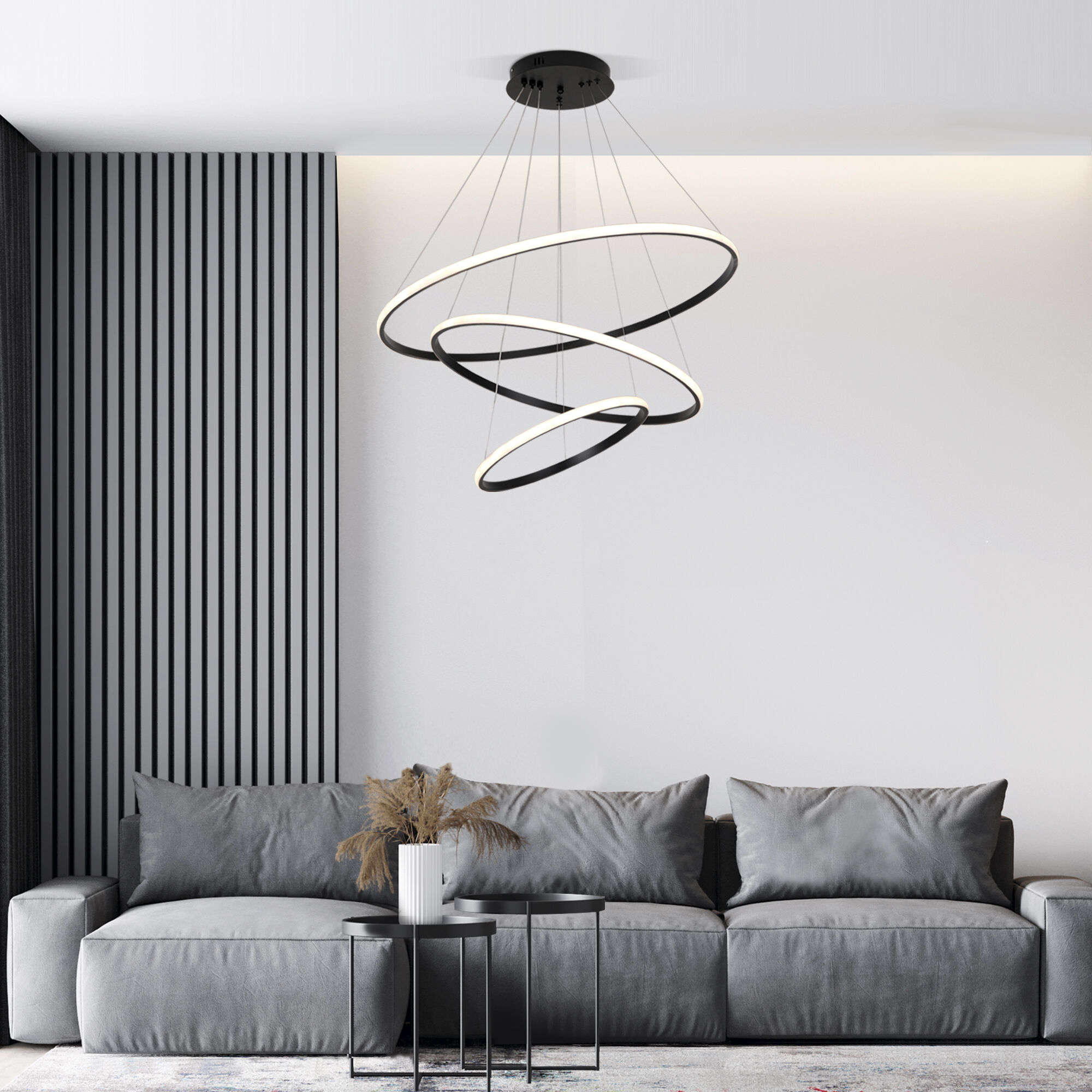 картинка Подвесной светодиодный светильник с пультом управления 90264/3 черный