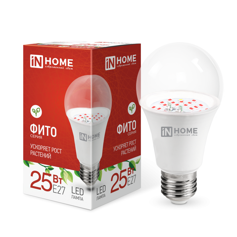 картинка Лампа светодиодная LED-A65 STD-ФИТО красно-синий спектр 25Вт 230В Е27 IN HOME