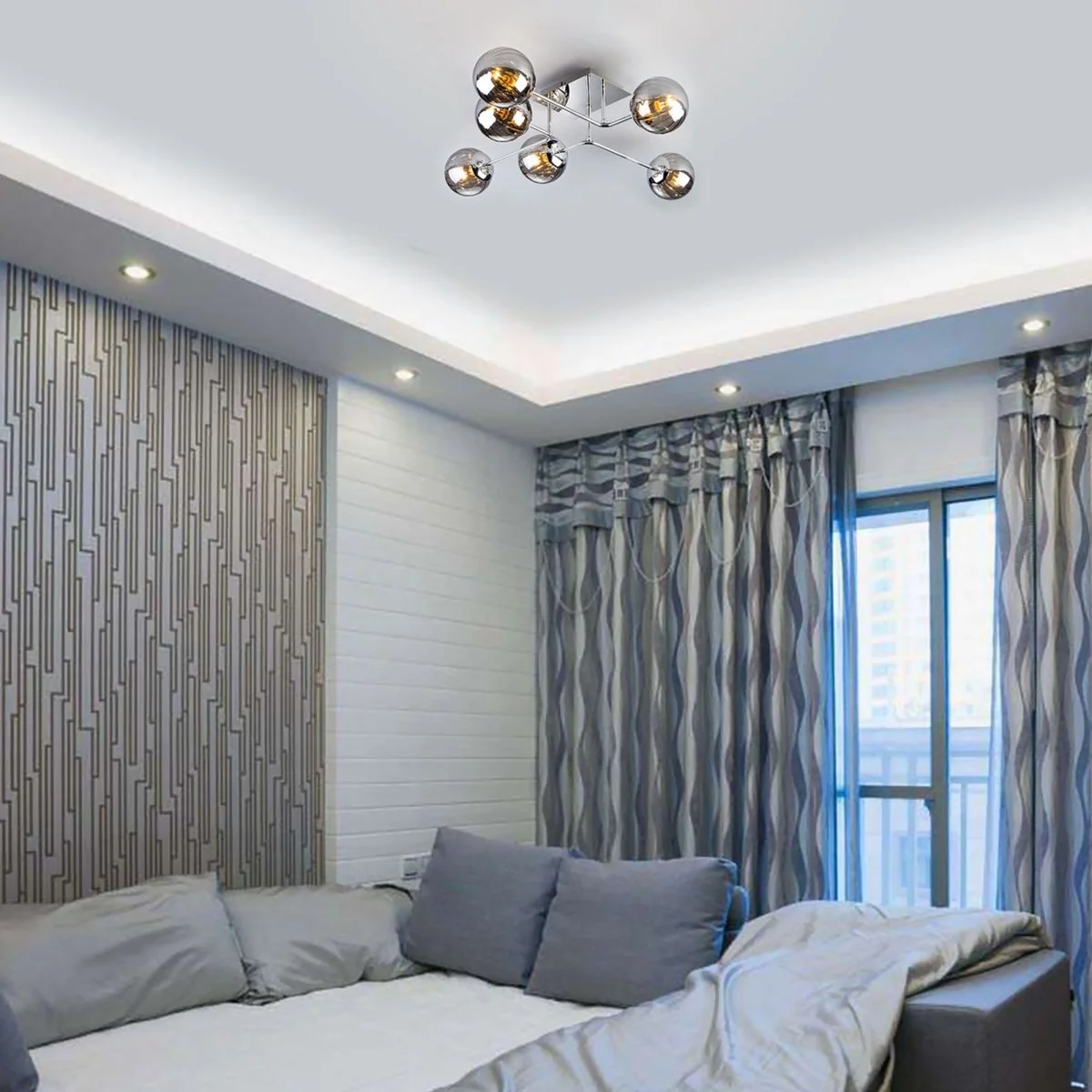 картинка Потолочный светильник с круглыми стеклянными плафонами 30140/6 хром