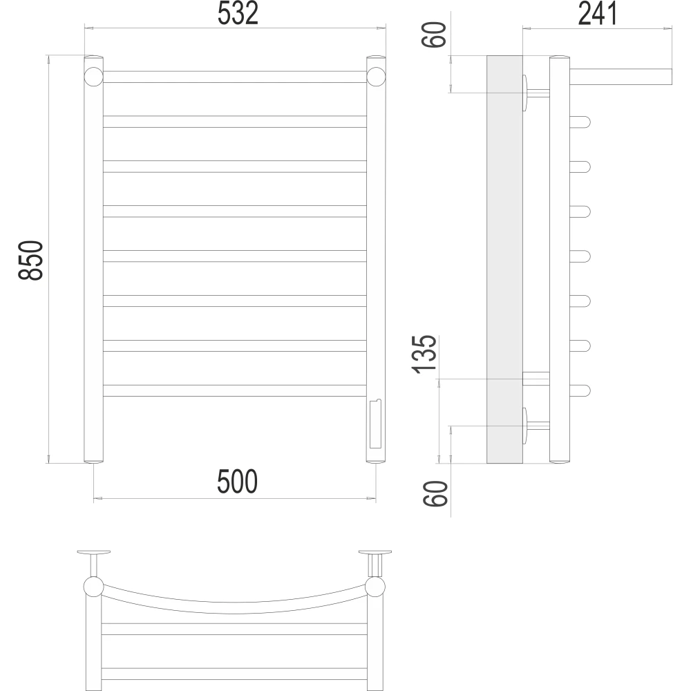 картинка Полотенцесушитель электрический TERMINUS   П8 500х850, арт.4670078531414