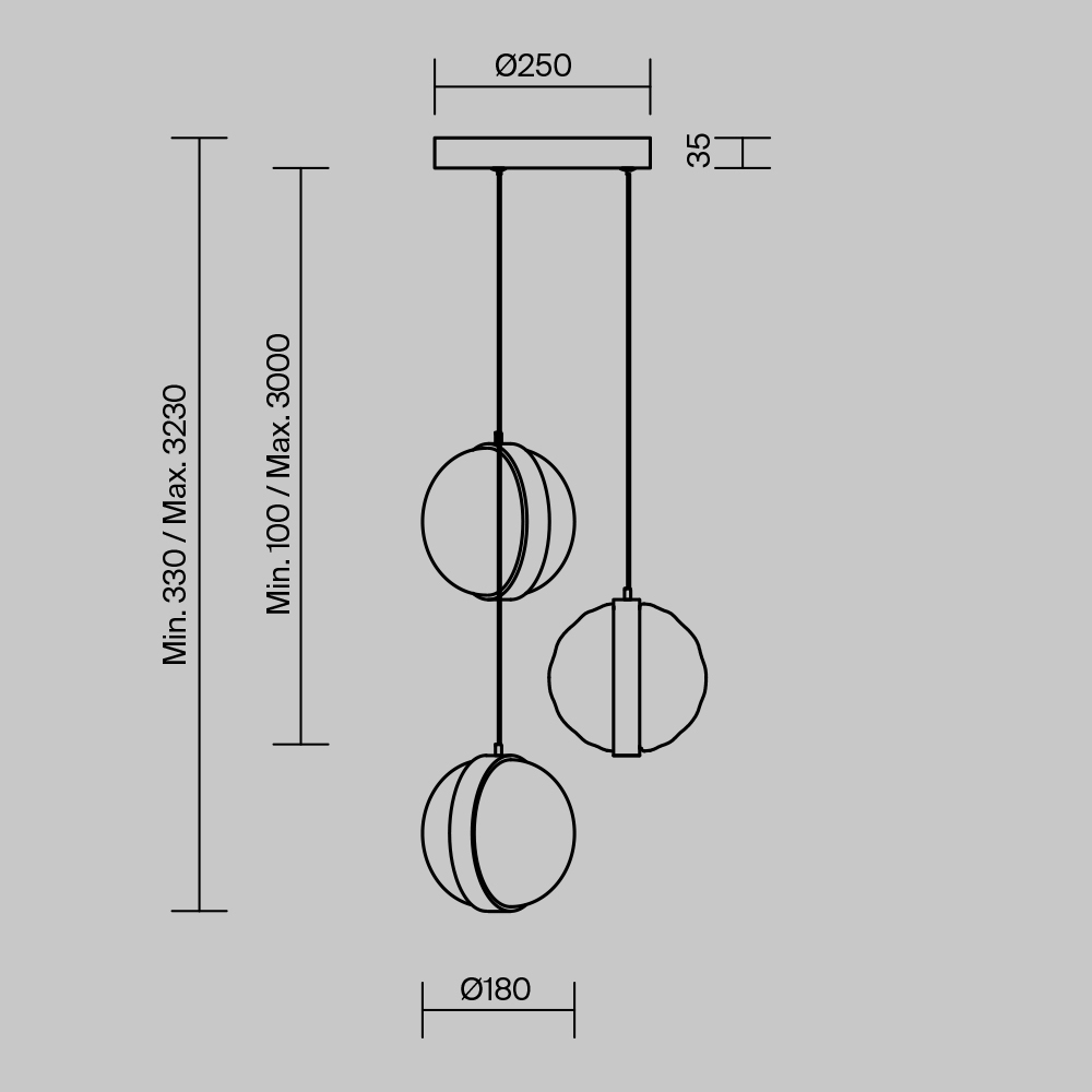 картинка Подвесной светильник Maytoni MOD379PL-L17B3K