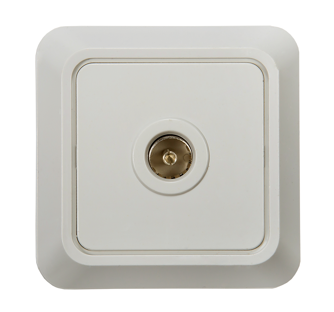 картинка Розетка телевизионная BOLLETO белая накладная 7027 IN HOME