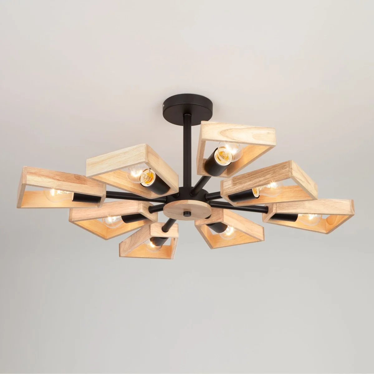 картинка Потолочная люстра лофт с деревянными элементами 70056/8 черный