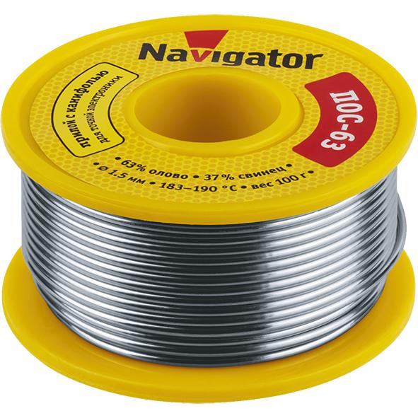 картинка Припой 93 782 NEM-Pos05-63K-1.5-K100 (ПОС-63 катушка 1.5мм 100г) NAVIGATOR 93782