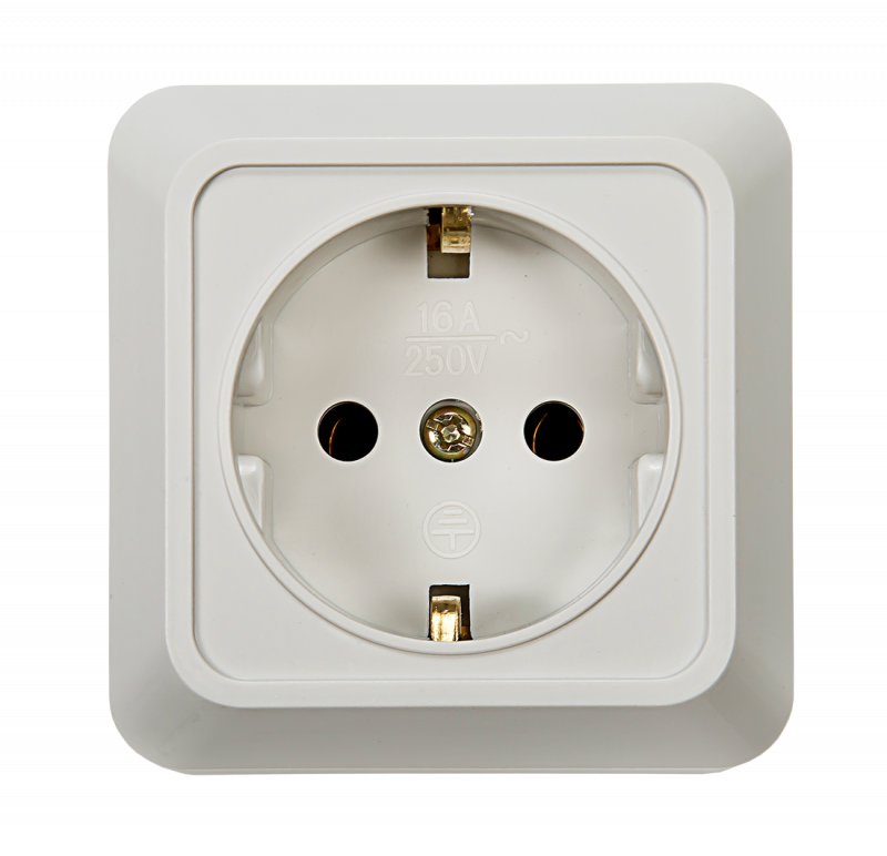 картинка Розетка одинарная с заземлением BOLLETO белая накладная 7028 IN HOME
