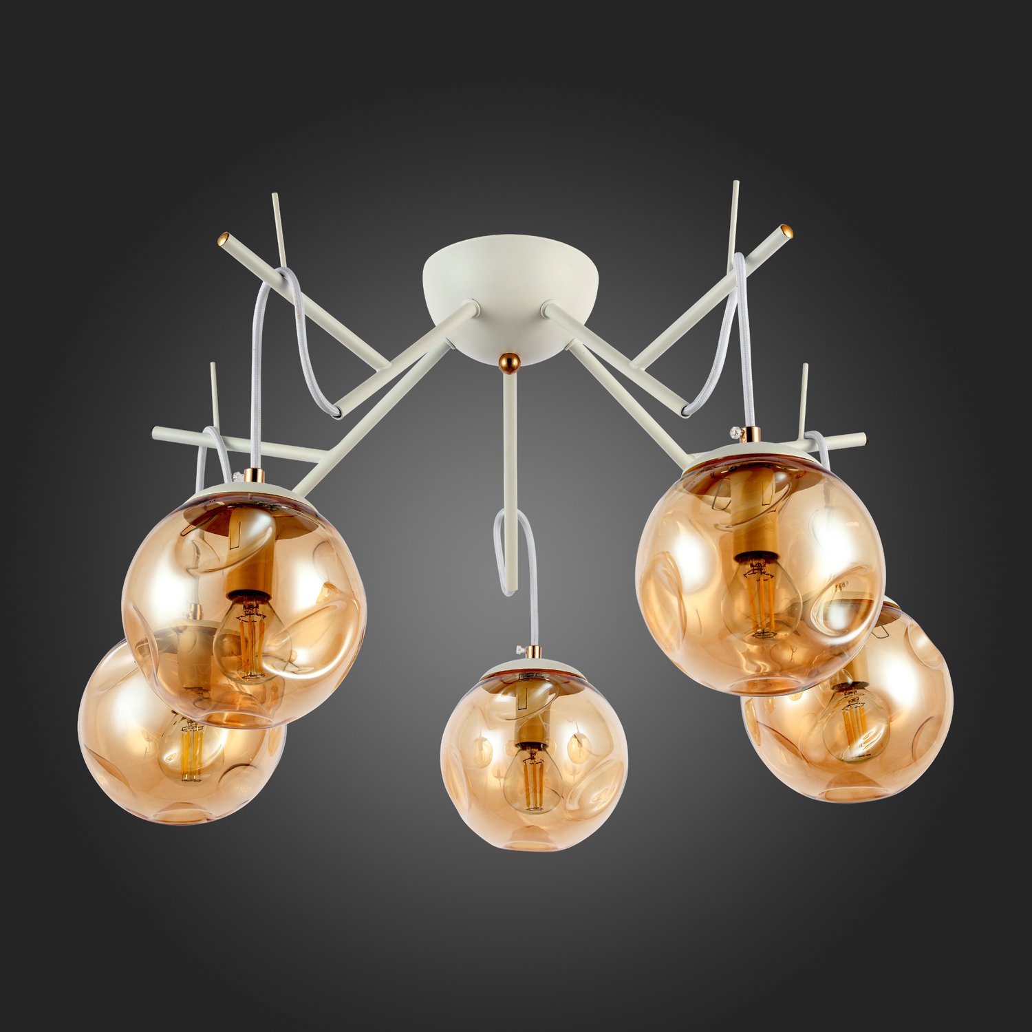 картинка SLE110202-05 Светильник потолочный Белый/Янтарный E14 5*40W