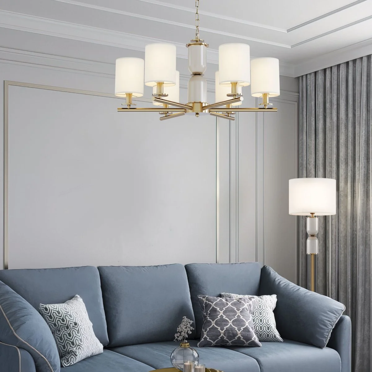 картинка Умная подвесная люстра 60146/6 латунь