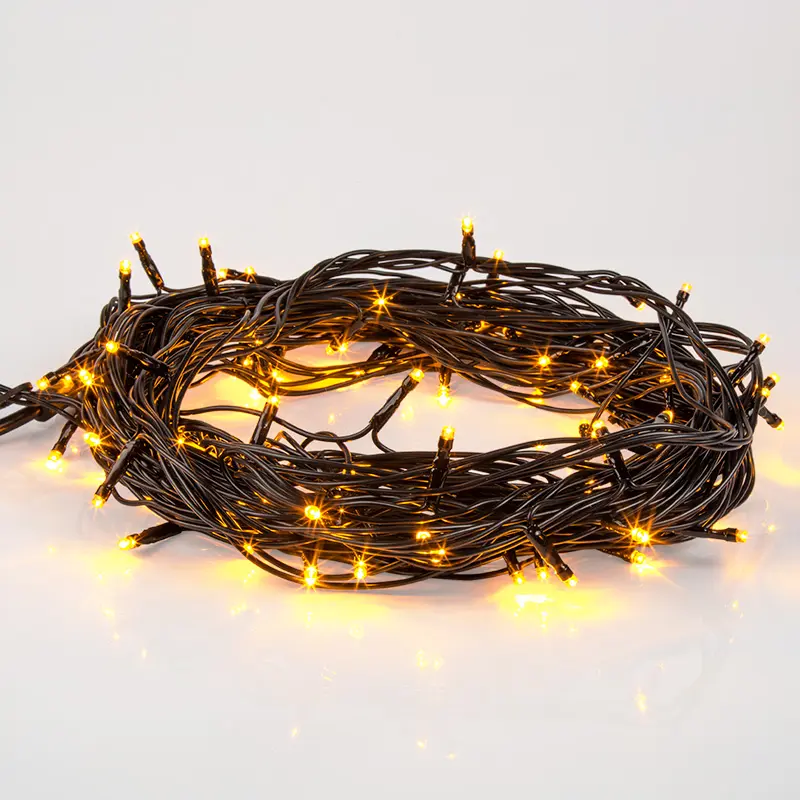 картинка Гирлянда Нить управляемая 10м 100 LED ОРАНЖЕВЫЙ черный ПВХ IP 65 свечение с динамикой 230В контроллер в комплекте NEON-NIGHT