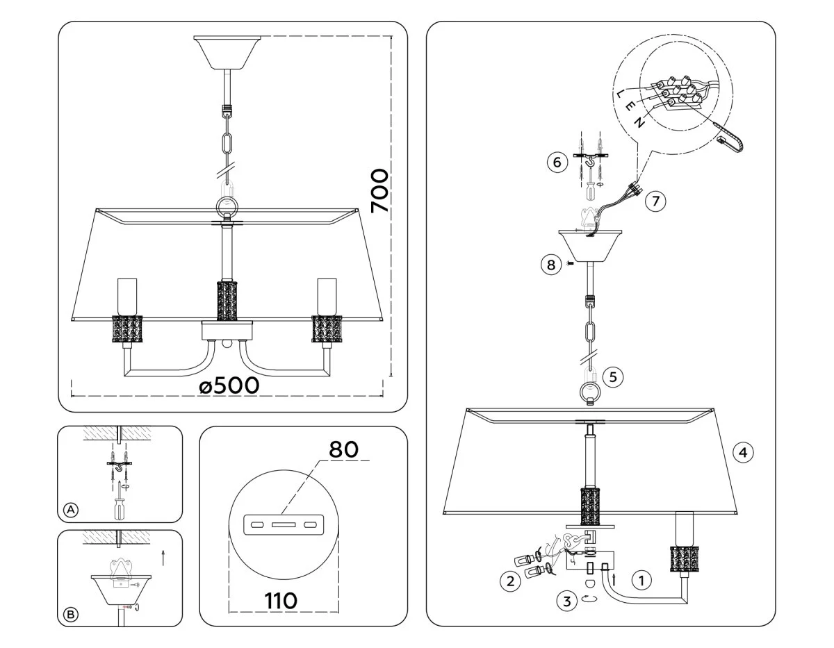 картинка Подвесная люстра с абажуром LH71211