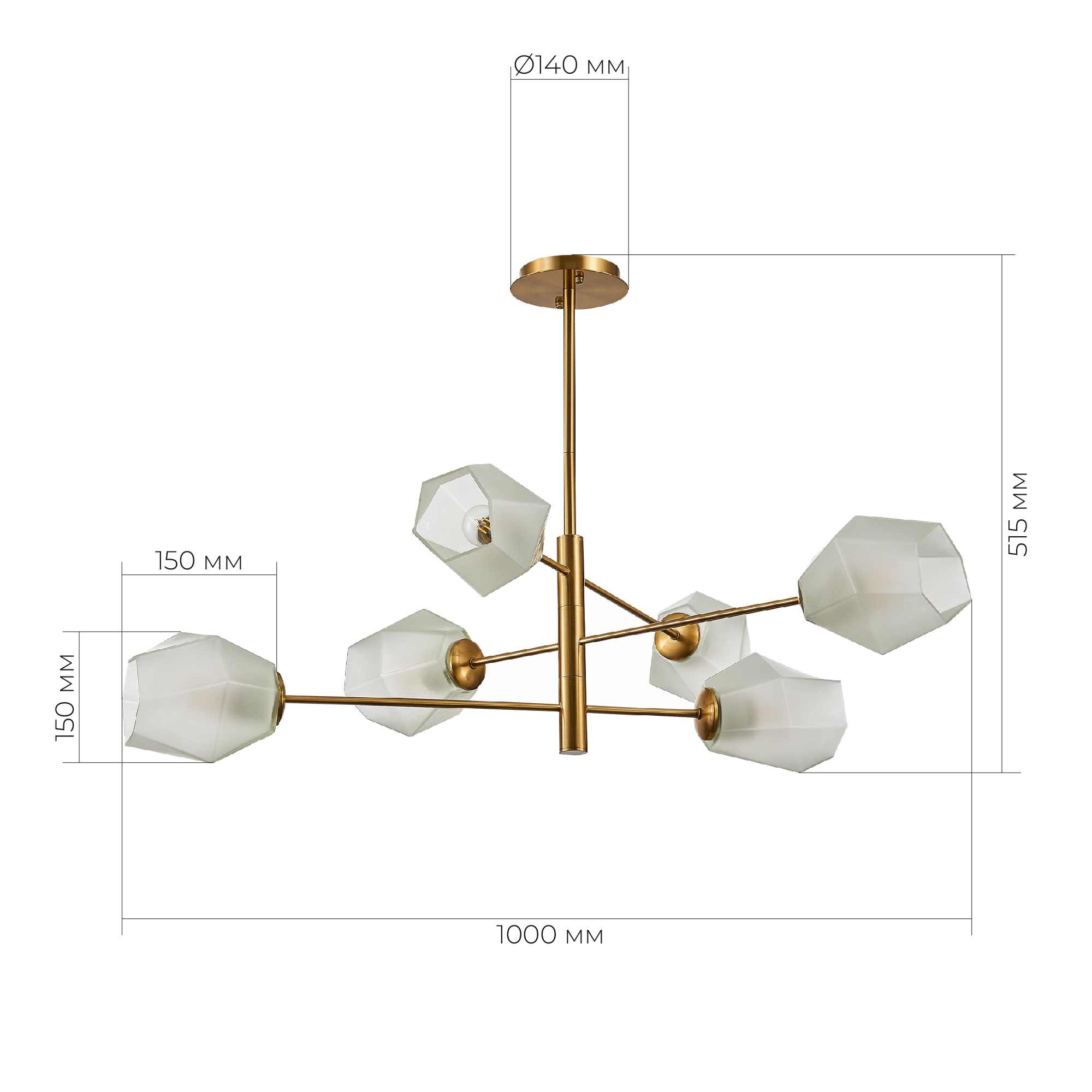 картинка SLE205202-06 Светильник потолочный Латунь/Белый E27 6*60W