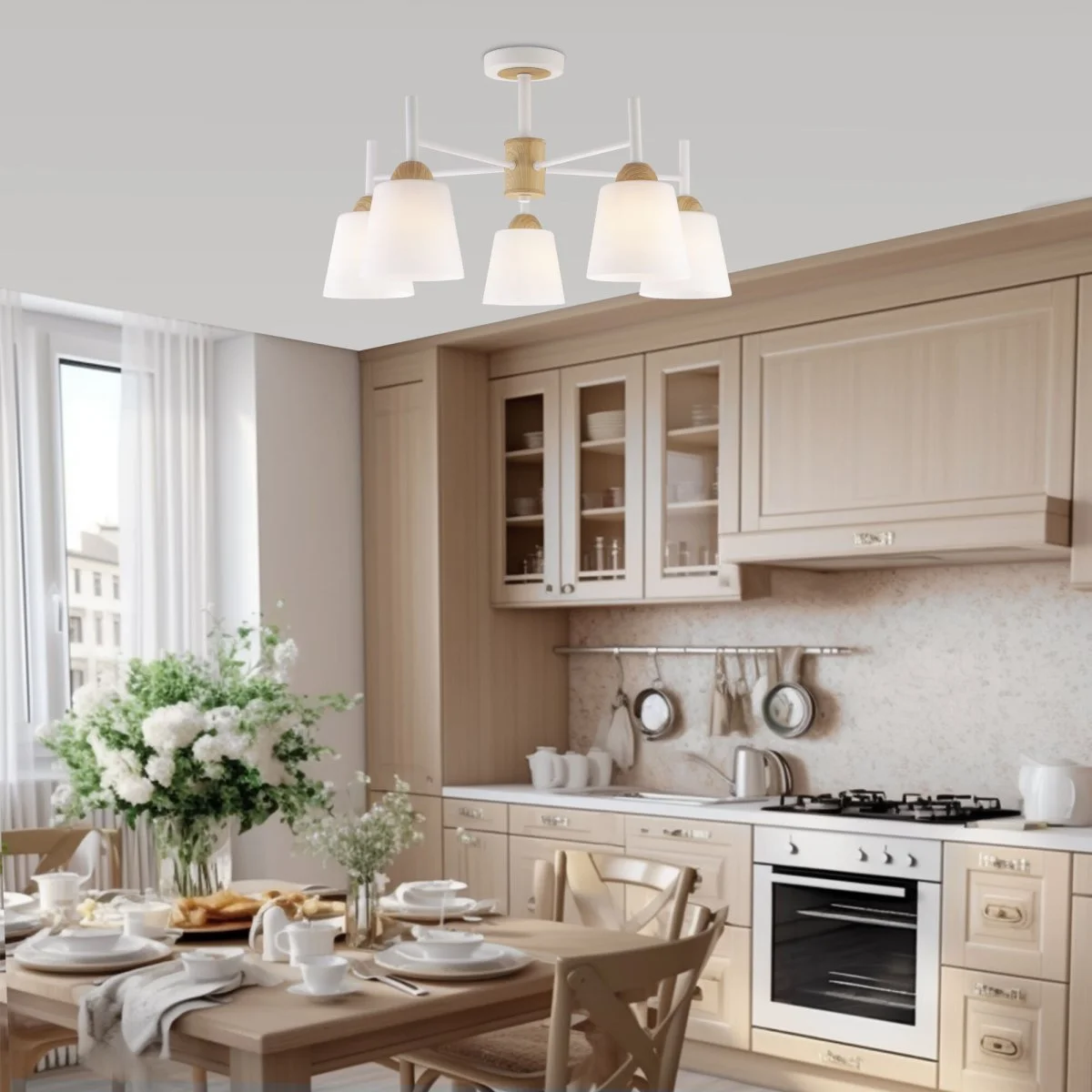 картинка Потолочная люстра со стеклянными плафонами 70085/5 белый