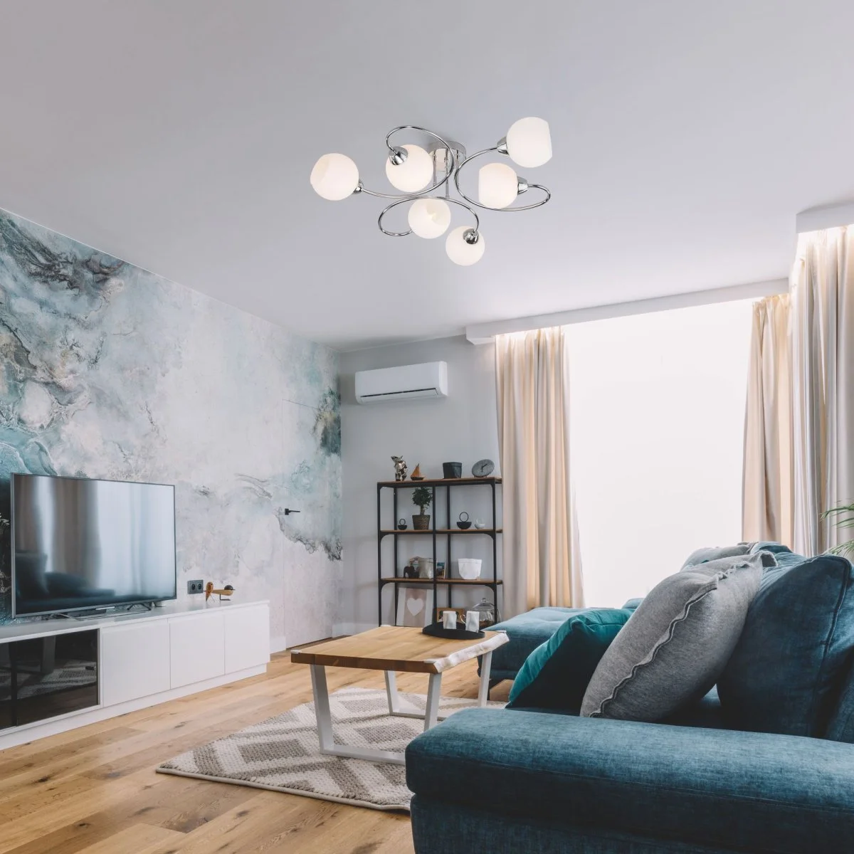 картинка Потолочная люстра со стеклянными плафонами 30136/6 хром