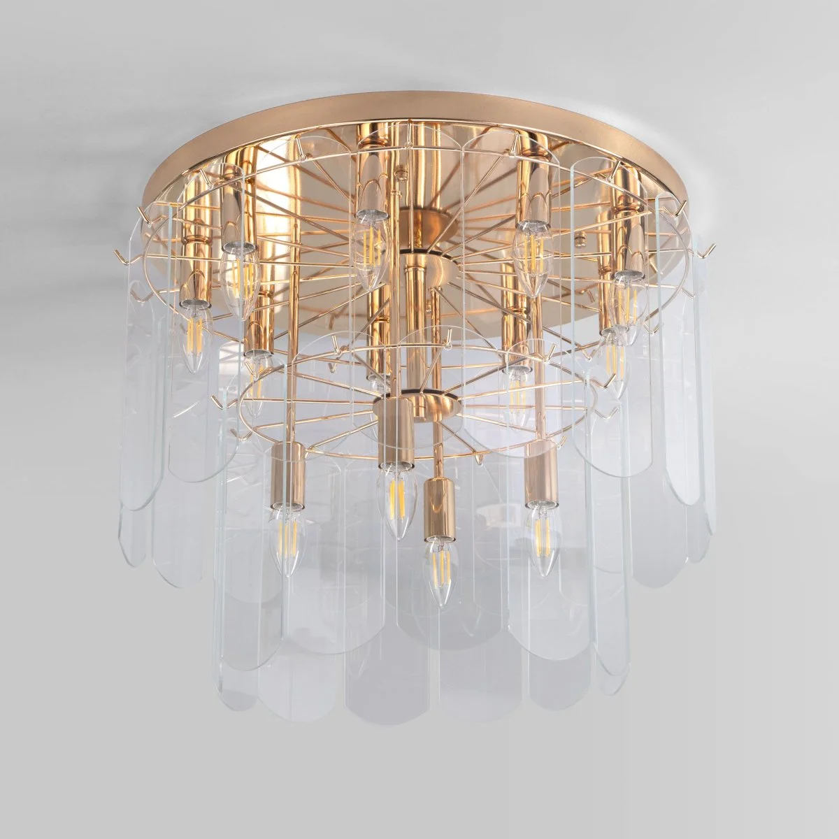 картинка Умная потолочная люстра со стеклянными плафонами 60170 золото