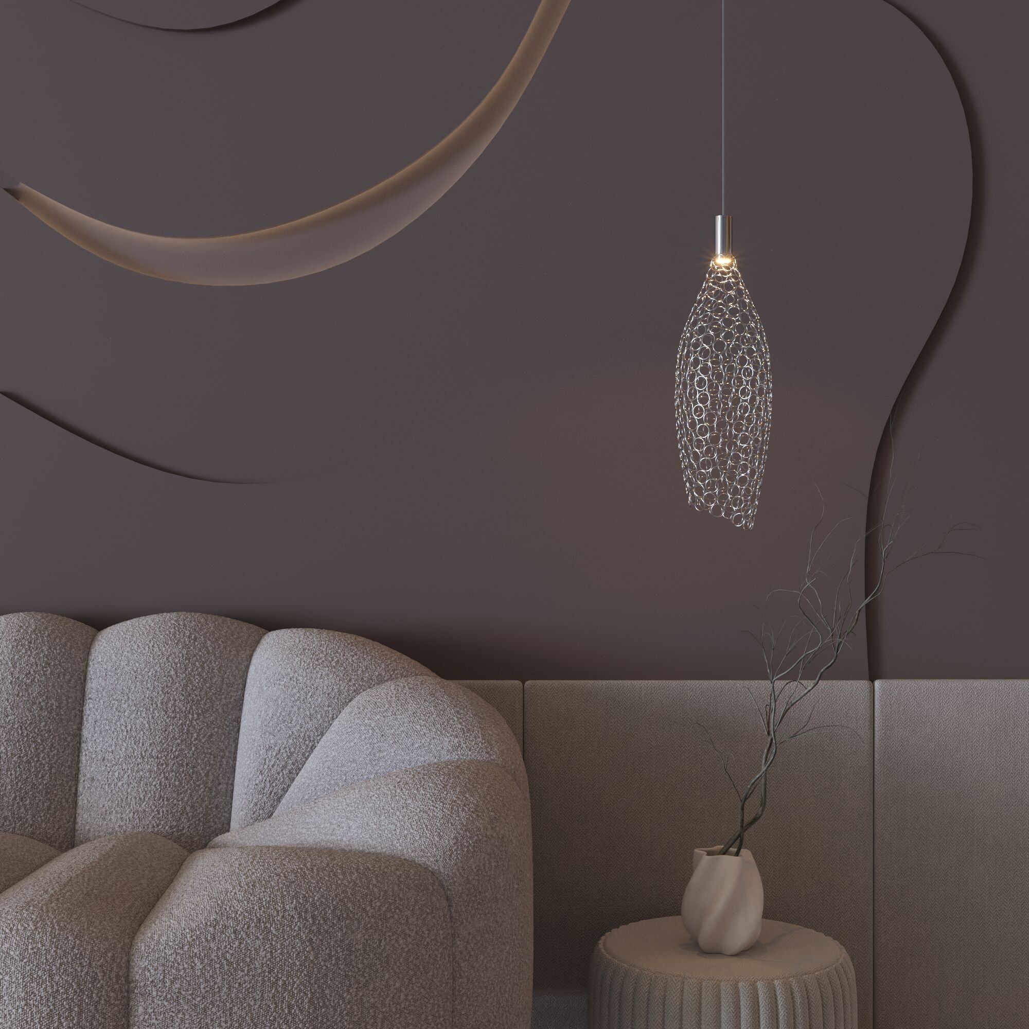 картинка Подвесной светодиодный светильник с металлическим плафоном 90352/1 хром