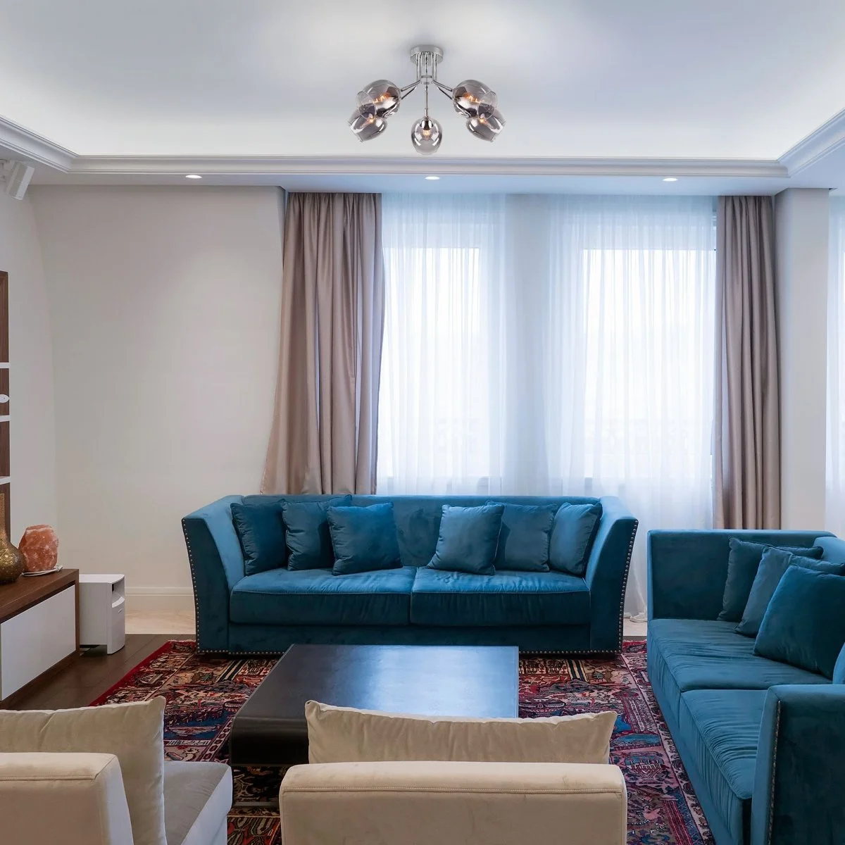 картинка Потолочная люстра со стеклянными плафонами 30164/5 хром