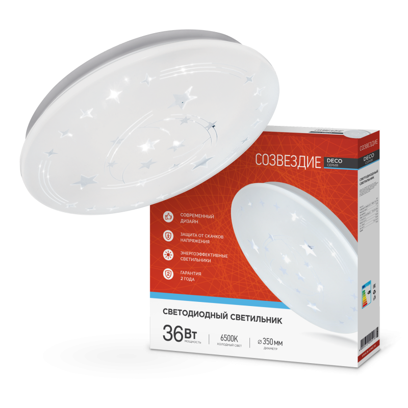 картинка Светильник светодиодный серии DECO СОЗВЕЗДИЕ 36Вт 230В 6500К 3240Лм 380х55мм IN HOME