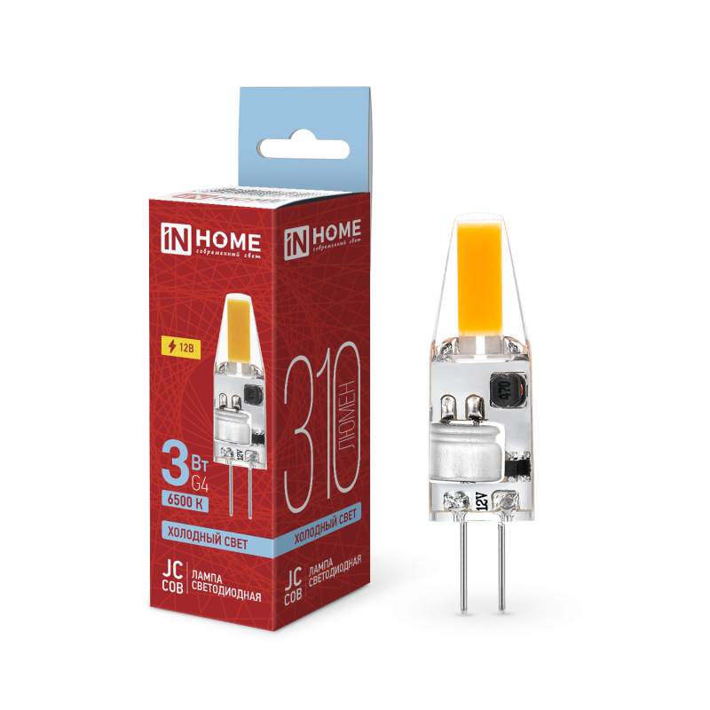 картинка Лампа светодиодная LED-JC-COB 3Вт 12В G4 6500К 310Лм IN HOME