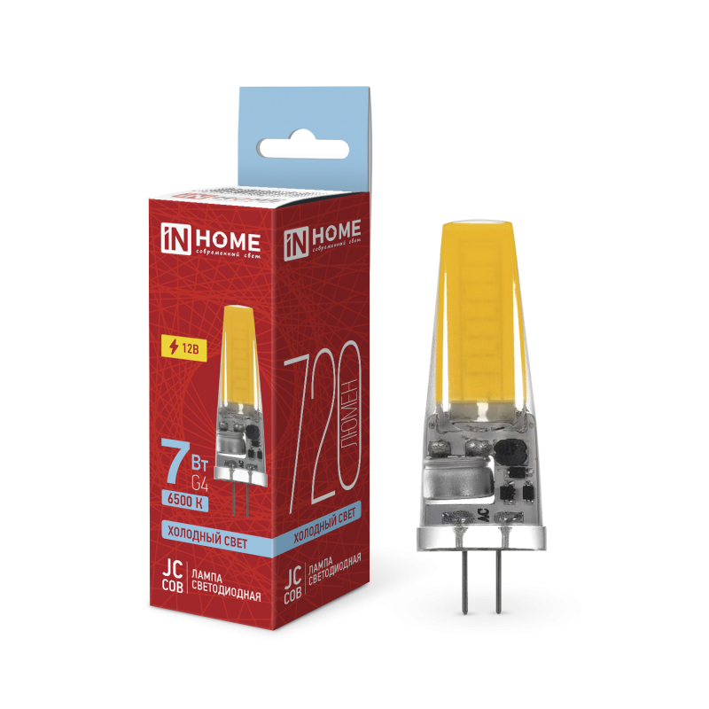 картинка Лампа светодиодная LED-JC-COB 7Вт 12В G4 6500К 720Лм IN HOME