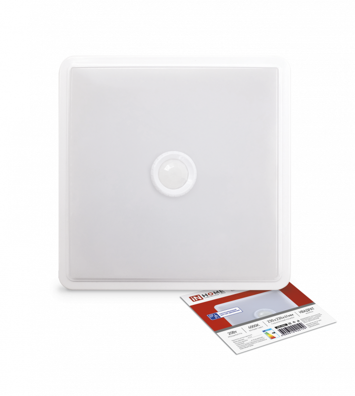 картинка Светильник светодиодный СПБ-2Д-КВАДРАТ 20Вт 4000К 1400Лм 230мм с датчиком белый IN HOME