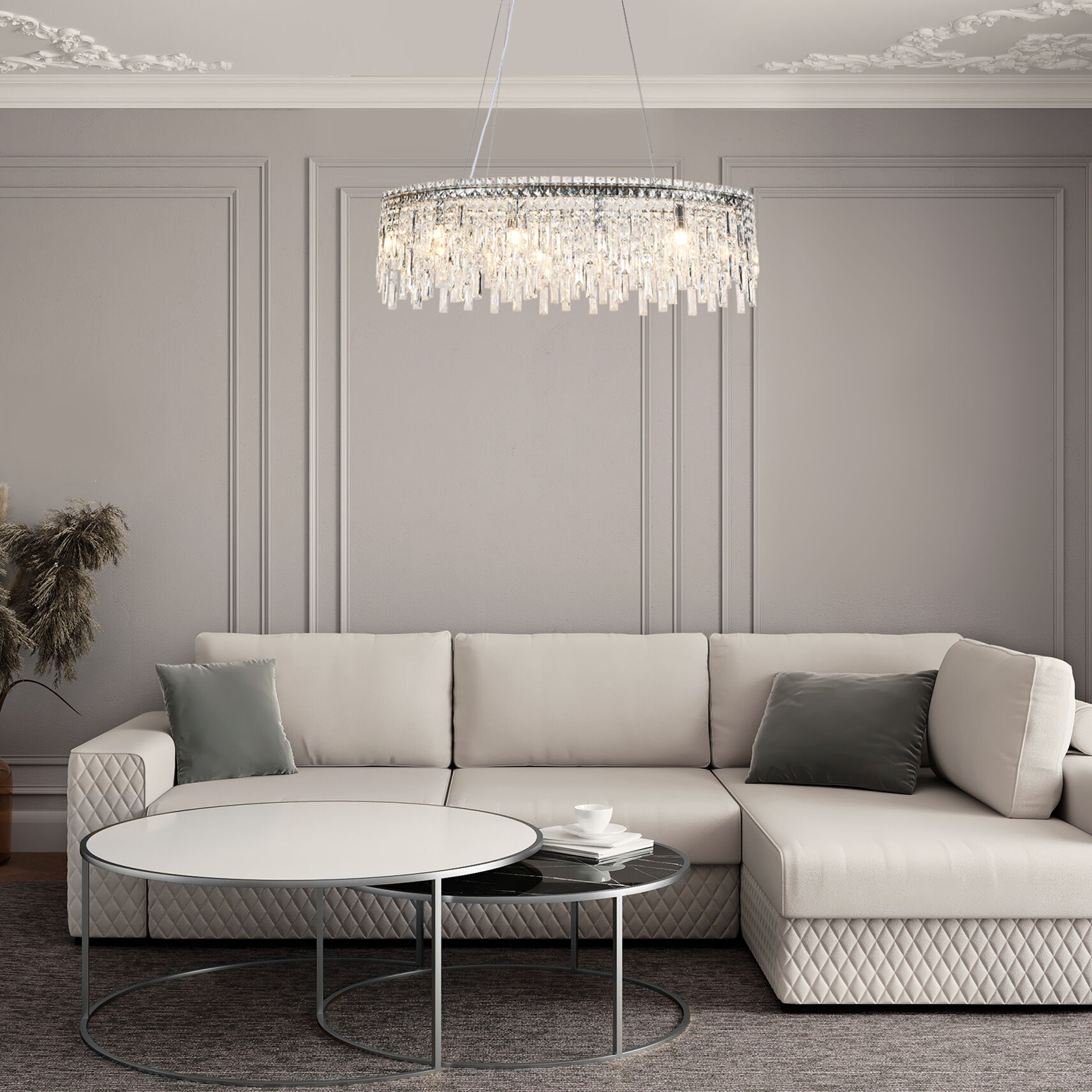 картинка Умный подвесной светильник с прозрачным хрусталем 60159/10 хром