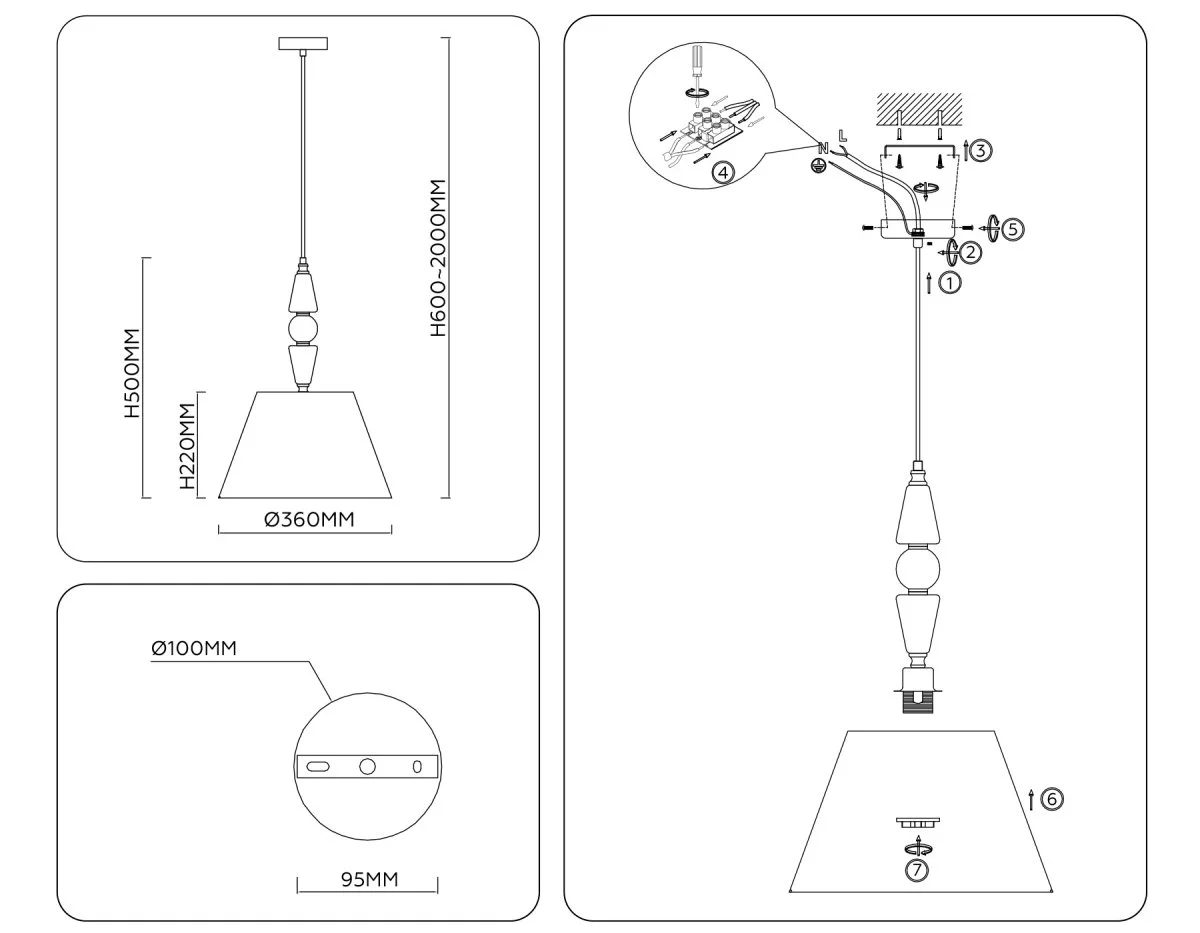 картинка Подвесная люстра с абажуром