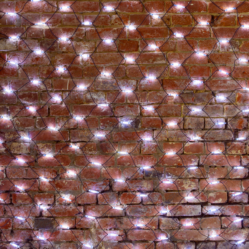 картинка Гирлянда светодиодная Сеть 2x3м 432 LED БЕЛЫЙ черный каучук IP67 постоянное свечение 230В блок в комплекте NEON-NIGHT