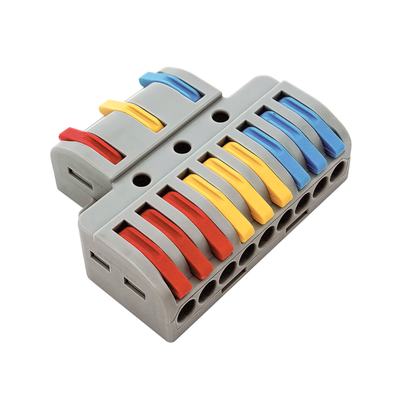 картинка Клемма проходная разветвительная КПР 222-4139 с рычагами 3/9 полюса 0.08-2.5/4мм2 (3шт./уп.) IN HOME