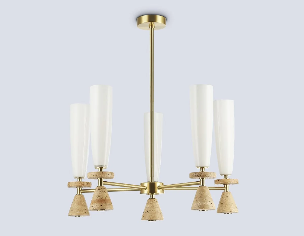 картинка Люстра на штанге с травертином LH75371