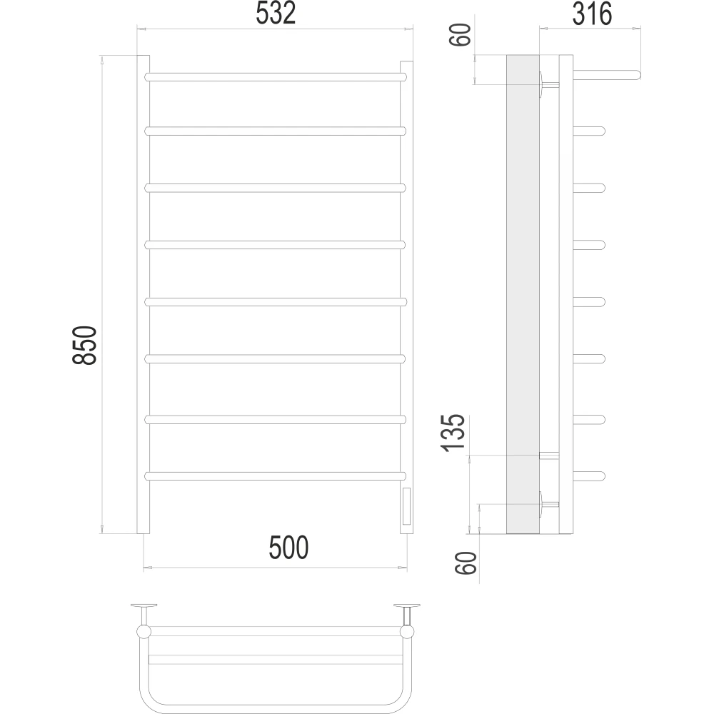 картинка Полотенцесушитель электрический TERMINUS  Полка quick touch П8 500х850, арт.4670078524836