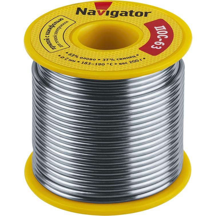 картинка Припой 93 788 NEM-Pos05-63K-2-K200 (ПОС-63 катушка 2мм 200г) NAVIGATOR 93788