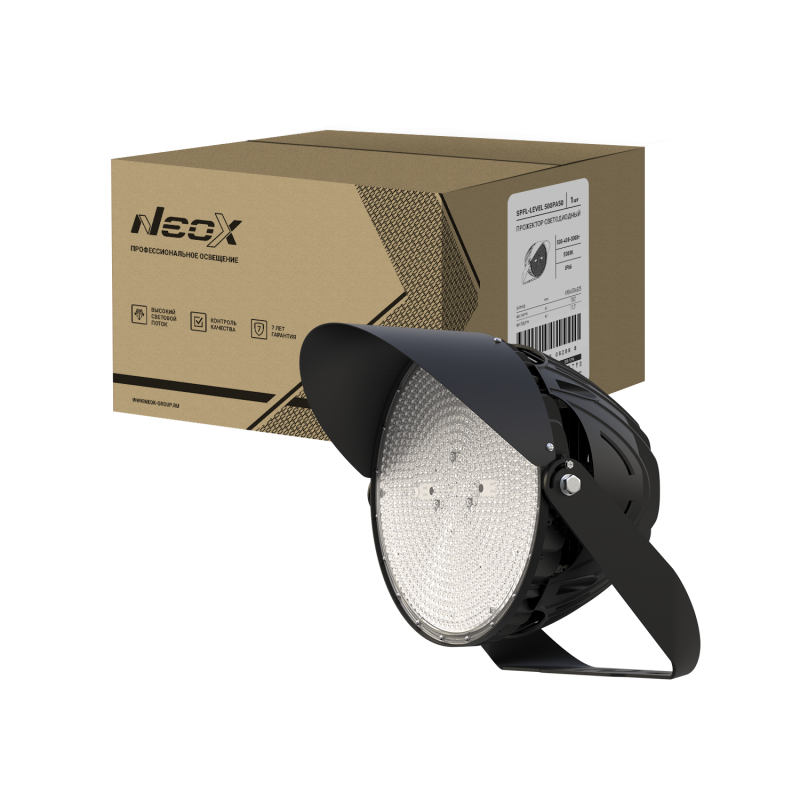 картинка Прожектор светодиодный SPFL-LEVEL 500PA50 500/400/300Вт 100-277В 160лм/Вт 45гр 7 лет IP66 черный NEOX