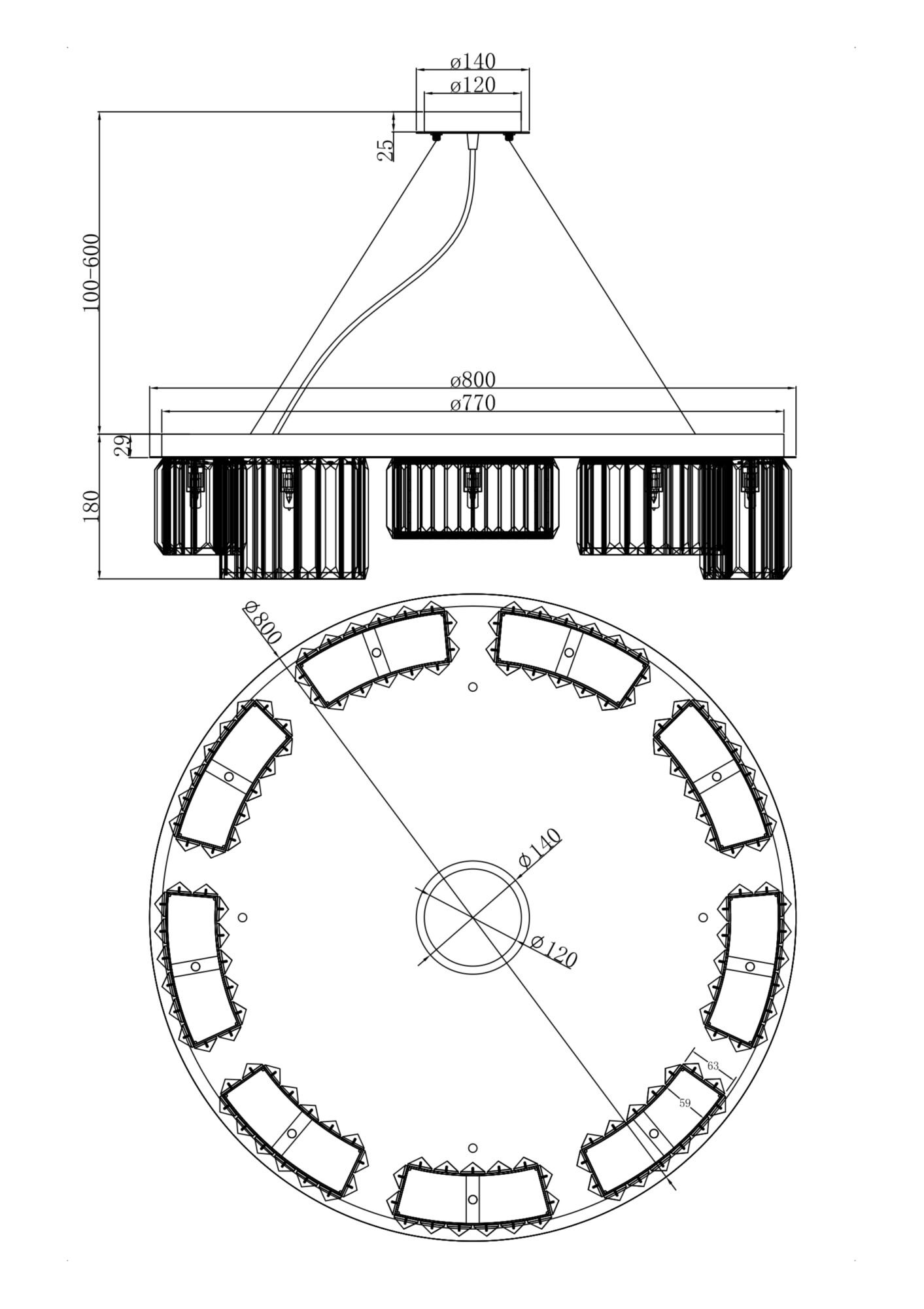 картинка Подвесной светильник Maytoni MOD083PL-09CH